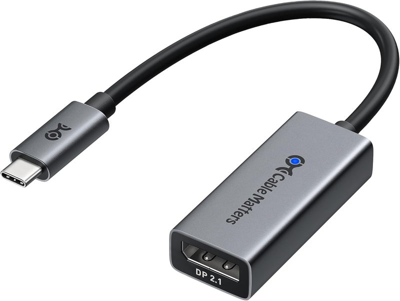 CableMatters محول USB C إلى DisplayPort 2.1 بسرعة 80Gbps أحادي الاتجاه، [16K@60Hz، 8K@240Hz، 4K@960Hz و HDR]، متوافق مع Thunderbolt 5/4 و USB4 مع نظارات VR، MacBook، iPad Pro، XPS، Surface Pro - Image 1